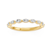 Demi-alliance 9 diamants naturels marquises 0.65 carat or jaune 14 carats Natalina